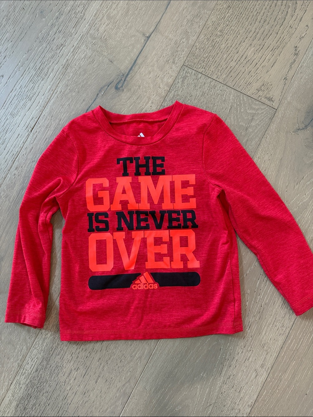 adidas Red Long-Sleeve Kids Tee with Bold Graphic